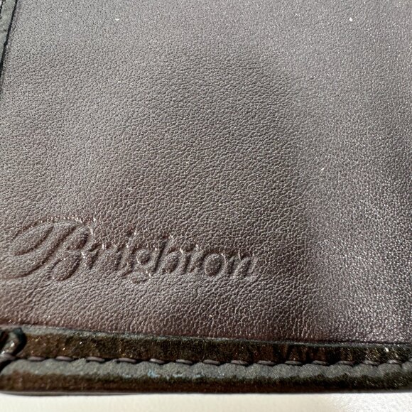 BRIGHTON Metallic Pewter Patent Leather Phone Wallet Card Case Buckle 5x4" - Picture 8 of 9